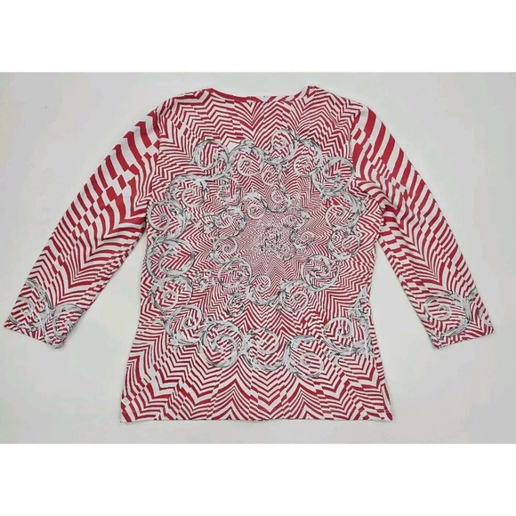 J. McLaughlin Red and White Patterned Blouse - Picture 3 of 6